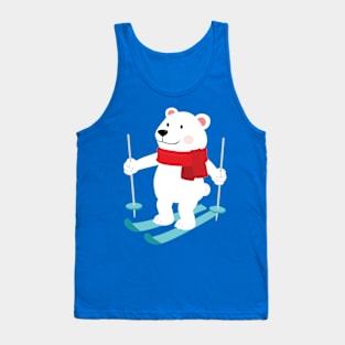 Lets Go Skiing with Mr Polar Bear this Merry Christmas Tank Top